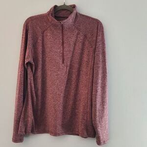 Jockey Size XL 1/4 Zip Mock Turtle Neck Long Sleeve Athletic Top Heather Red